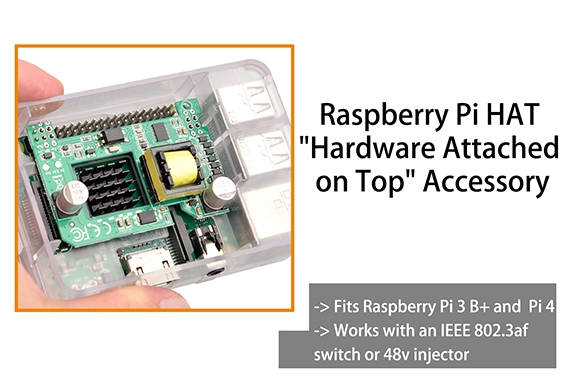 GAF-Pihat Raspberry Pi PoE Hat - Power Over Ethernet PiHat Fits Raspberry Pi 3 B+ and Pi 4